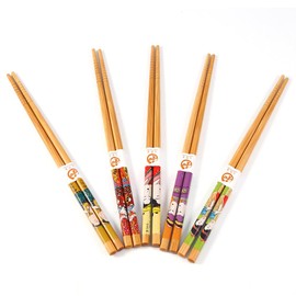 5 Pairs Bamboo Wooden Chopsticks Japanese Style Reusable Chopsticks Box Chop Sticks Set for Kitchen Dinner