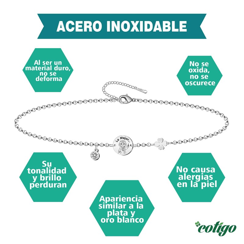 Cotigo Professional Stainless Steel Bracelets, Gift for Women, Silver and