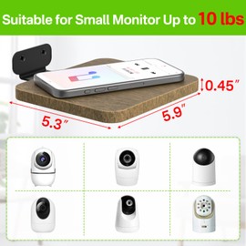 2 Pakcs Camera Shelves Wall Mount Wood Floating Wall Shelves with Cable Reserved for Mini Speaker Shelf, Security Camera Monitor for Better View in Bedroom, Bathroom, Kitchen, Living Room Wall Deck