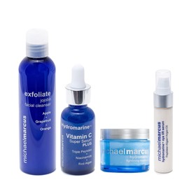 Michael Marcus 4 Piece Hydromarine Deluxe Day Kit Supporting Skin Firmness & Renewal - Complete Skincare Regimen for Women & Men - Vegan, Natural Skincare Products