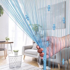 AIZESI 1PCS Beaded String Curtains for Doorways 90x200cm Crystal Door Curtain Tassel Glitter Curtain Room Dividers Doors Curtains String Curtains Screens Hanging Partition Curtain Sky Blue