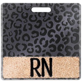 SEEVOR RN Badge Buddy Black Leopard Badge Buddy Nurse Name Badge Horizontal Badge Identification Tags Leopard Badge Buddy for RN Nurse (Black Leopard)