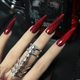 AHAMIOU 9D Cat Eye Gel Polish Set Crystal Dopamine Magnetic Gel Nail Polish Kit Chameleon Galaxy Glitter Cat Eye Effect Nail Art Manicure Home Gift (Red)