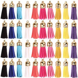 SHTGOI Pack of 20 Leather Tassels 3 cm Small Suede Tassel with Golden Cap Faux Leather Key Chain Bag Pendant Tassel Pendant for DIY Bag Jewellery Crafts Charm Accessories Peach Pink