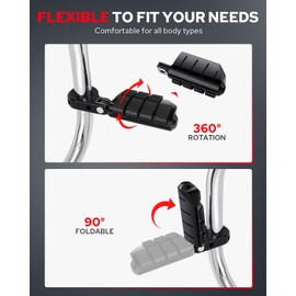 Benlari Highway Pegs P-Clamp, A3 Steel Motorcycle Foot Pegs Fit For 1.25'' Crash Bars Foot Pedal Bracket Clamp Compatible With Harley Touring Electra Road King Road Glide Style3(Black)