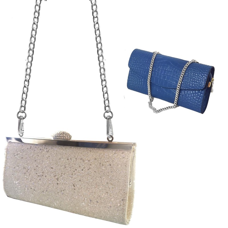 Yiaizhuo 3 Pack (16",36",48") Silver Purse Chain Strap Bag Chains