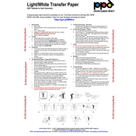 PPD Inkjet PREMIUM Iron-On White and Light Color T Shirt Transfers Paper LTR 8.5x11” Pack of 10 Sheets (PPD001-10)