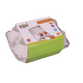 Lelin 6pcs Artificial Wooden Eggs Box Preschool Educational Kitchen Toys