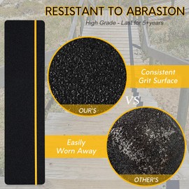 S&X Outdoor Stair Treads Non-Slip Grip Tape, 25-Pack 6” x 24” Pre-Cut Anti Slip Tape with Reflective Stripe, Heavy Duty Non-Skid Traction Tape for Wooden Steps, Concrete Stairs, Decks