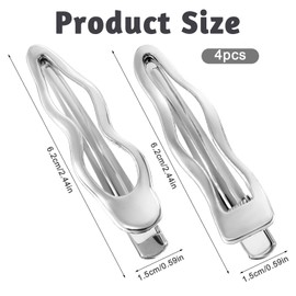 4 Pcs Metal Wave Hair Clips, Makeup Hair Clips, Silver Small Hair Clip for Women Girls