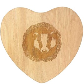 'Badger in a Den ' Wooden Heart Shaped Chopping/Cutting Board (WB00085137)