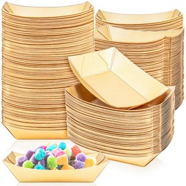 MotBach 170 Pack 0.35Lb Paper Food Boat Trays Disposable Small Paper Boat Containers, 6oz Mini Kraft Food Serving Tray Boats for Snack Popcorn Fries Dessert Sauce Taco Nacho