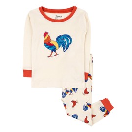 Leveret Kids & Toddler Boys Girls 2 Piece Pajamas 100% Cotton Rooster (Size 3 Years)