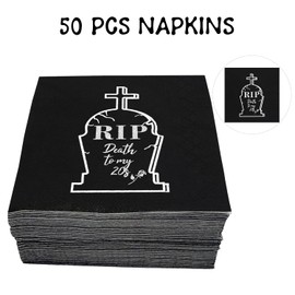 Death to My 20s Party Decorations Supplies 50 Pieces Napkins Rip to My 20s Birthday Party Black Party Tableware, 30th Birthday Black Funeral Party Supplies for My Youth Funny Thirtieth Birthday Party
