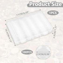 Pack of 100 Coin Capsules, Coin Capsules 2 Euro, Coin Capsules 25 mm, Clear Coin Capsules with Storage Box, Transparent Acrylic Plastic, Storage Container for Coins, Commemorative Coins