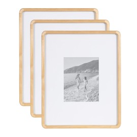 Kate and Laurel Inglewood Modern Wall Picture Frame Set of 3; 11x14 matted to 5x7; Natural Wood; Three-Piece Frame Set for Gallery Wall Accent Set in Living Room Decor