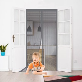 Magnetic Screen Door- Self-Sealing, Pet and Kid Friendly Heavy Duty - Fits Door Size 40" x 96"-Works with Front, Sliding, Patio Doors-Gray
