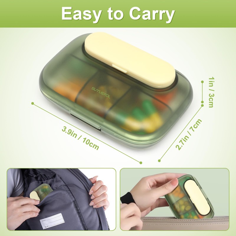 Toplive Pill Box, Small Pill Box for Travel, with Light-Protected