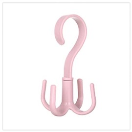 360° Rotating Plastic Bag Hanger, Save Space Multipurpose Closet Handbag Hook Organizer Holder with Wardrobe Scarf Belt Tie Scarf Hanging Rack for Bedroom Bathroom Corridor (Pink)