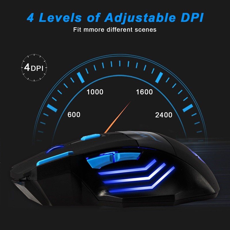 XuanGui Wireless Gaming Mouse with Side Buttons, 2.4G Bluetooth USB