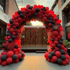 Red Black Balloons 10 Inch 25 Pack Balloons Party Balloons for Casino Card Night Poker Mouse Theme Party Birthday Baby Shower Wedding Anniversary Decorations