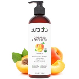 PURA D'OR 16 Oz ORGANIC Apricot Kernel Oil - 100% Pure & Natural USDA Certified Cold Pressed Carrier Oil - Antioxidant & Vitamin E Rich Moisturizer for Natural Glow & Softness - Face, Skin & Hair