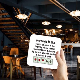 CS478 Marriage is Like a Decks of Cards.Funny Marriage Definition Novelty Funny Coffee Tea Drink Gift Glossy MDF Wooden Coaster
