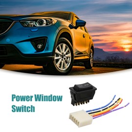 ACROPIX 2-in-1 DC 12V 5 Pin Universal Power Window Switch with Wiring Harness Socket Black 1 Pack