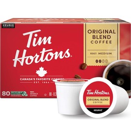 Tim Hortons Original Blend Medium Roast Coffee - 80 Single Serve K-Cup Pods for Keurig Brewers {Imported from Canada}