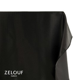Zelouf Fabrics Charmeuse Black Satin Fabric by The Yard - Soft, Shiny, and Smooth Material for Bridal, Costumes, Crafts, Gowns, Decor, DIY Projects, Seamless and Smooth - 1 Yard, Black