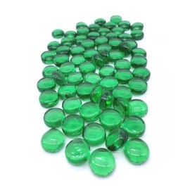 Mega Marbles Bulk 3/4" Dark Green Round Flat Glass Gems Mega Marbles Vacor Choice of Quantity - 10 OZ Pack