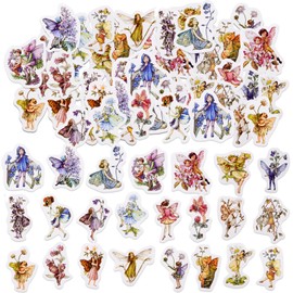 46PCS Fairy Stickers,Cute Flower Fairy Stickers,Kawaii Scrapbook Supplies,Aesthetic Water Bottle Stickers for Scrapbooking, DIY Crafts, Laptops, Journal, Gifts for Adult, Child
