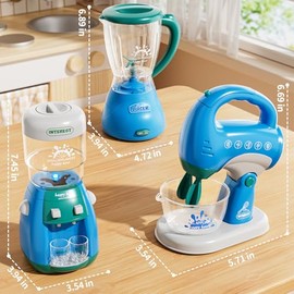 Conjunto de electrodomésticos de cocina de juego 3 en 1 de PEADUCK para niños, juguetes de simulación con licuadora, mezcladores, dispensador de agua,