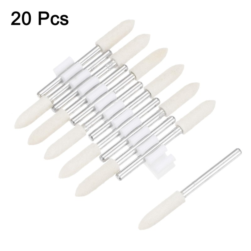QUARKZMAN 3 mm Wool Felt Mounted Tips Conical Polishing Bits