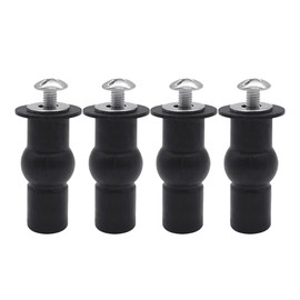 Quacc 4 PCS Universal Toilet Seat Hinges Screws, Stainless Steel & Rubber, Top Mounting Hardware, Fixes Shifting Toilet Seat, Replaces Plastic Plugs