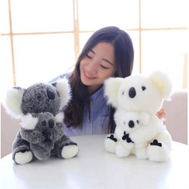 11 inch Mum and Baby Koala Plush Toy Stuffed Animal Toy Plush Animal Doll (Grey)
