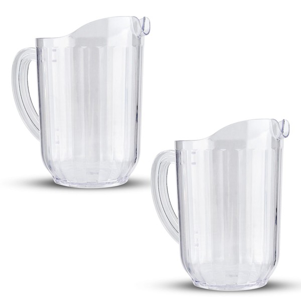 HOMESHOPA Plastic Pitcher, Clear Plastic Reusable Water Jug, 1.8 Litre Durable Multi-Use Cocktail Pitchers, Great for Picnics, BBQ’s, Poolside, Camping & Everyday Indoor Or Outdoor Use (Pack of 2)