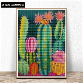Kaliosy 5D Diamond Art Kits for Adults Cactus by Number Kits, Diamond Painting Art Plants DIY Full Drill Crystal Craft Cross Stitch Embroidery Decoration (12x16 inch) 30x40 cm