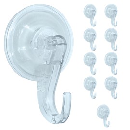 LITES-UP Heavy Duty Suction Cup Hooks for Christmas Wreaths, Holiday Decorations, Bathroom & Kitchen Accessories – Strong Hold on Windows & Glass, Clear & Removable – Holds Up to 15 lbs – Set of 10