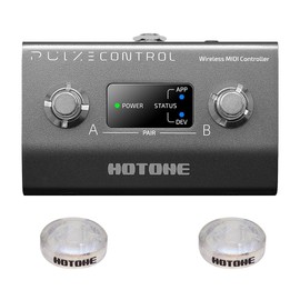 HOTONE Wireless MIDI Controller with Programmable Footswitches, Mobile App Ultra-Compact 12-Hour Battery Pulze Control EC-2(included 2 PCS Additional Footswitch Toppers)