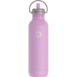 Lifefactory Stainless Steel Vacuum Insulated Sports Bottle with Straw Cap, 24 Ounce, Pink