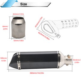 Motorcycle Slip On Muffler,1.5-2" Carbon Fiber Unversal Slip on Silencers & Mufflers For Dirt Bike Street Bike Scooter ATV Racing Pipes