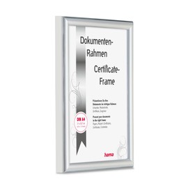 Hama Swing Picture Frame 21 x 29.7 cm (Ideal for Certificates and Documents in DIN A4, Modern Plastic Frame, for Portrait Format, for Standing/Hanging, Reflex Glass, Document Frame) Silver