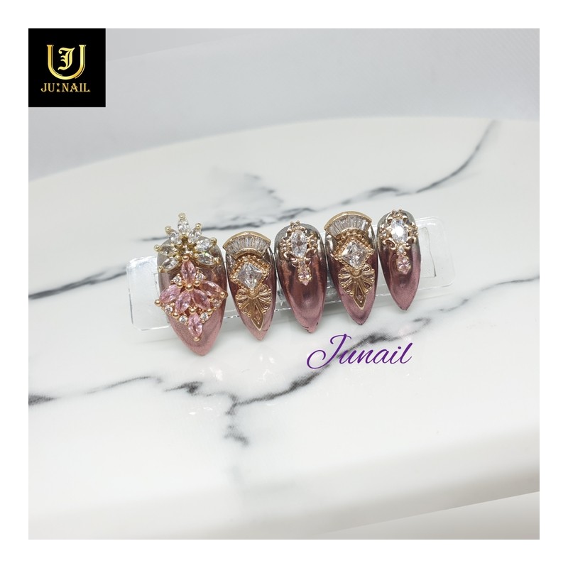 ❣Limited❣ Royal Pink Gra Handmade Nail Tips - Long Ballerina