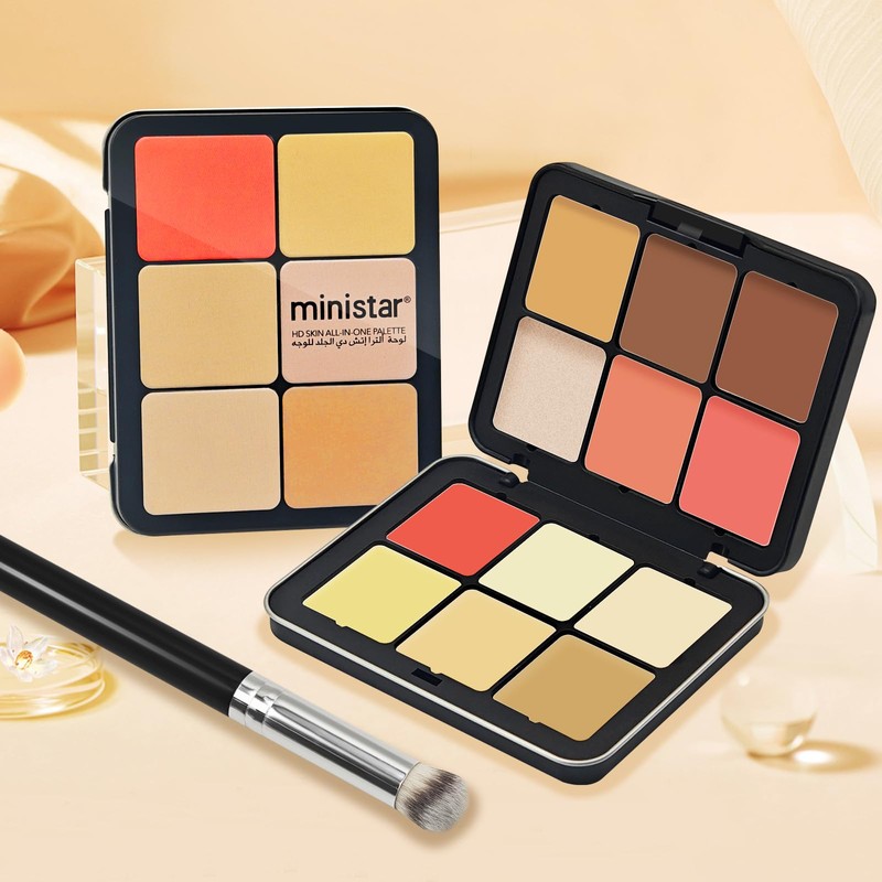 LSxia 12 Colors Cream [Blush+Contour+Concealer+Highlighter] Makeup Palette for Cheeks -