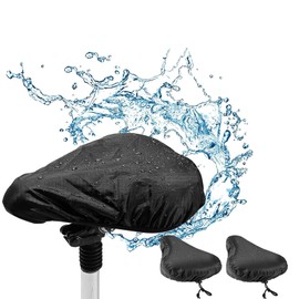Xinlon Pack of 2 Universal Saddle Cover Bicycle Waterproof Elastic Bicycle Saddle Rain Cover Black Saddle Protector Waterproof Bicycle for Most Bicycle Saddles, Bicycle Protective Cover