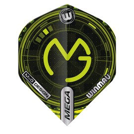 WINMAU Mega Standard Michael Van Gerwen MvG Logo Tech Green Standard Dart Flights - 1 Set Per Pack (Total 3 Flights)