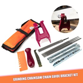 BENEGO Chainsaw Sharpening File Kit，Chainsaw Chain Sharpener with 4 Sizes Round File (5/32", 3/16", 13/64", 7/32"), Flat File, Handle, Stump Vise，Filing Guide & Pouch