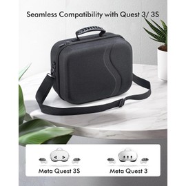 Carrying Case for Meta Quest 3/ 3S, Travel Bag Compatible with BOBOVR S3 Pro/ E3 Pro/ KIWI Design Head Strap, Controllers and Other Accessories, Hard Shell Case for Oculus Quest 3/ 3S (Black，XL)