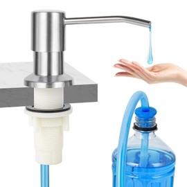 YOFOCOO - Dispensador de Jabón para Fregadero de Cocina (Níquel Cepillado), Dispensador de Jabón de Acero Inoxidable para Encimera con Bo...
